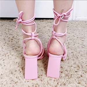 Dolls Kill Kawaii Barbie Pink Sweet All Nighter Lace Up Block Heels Sandals thumbnail 3