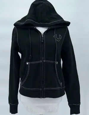 True Religion World Tour Zip Hoodie Women’s Large Black Buddha Graphic thumbnail 1