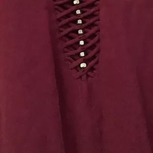 GxF Burgundy Red Bohemian Boho Chic Casual Western‎ Cowgirl Cutout Tunic Top L thumbnail 5
