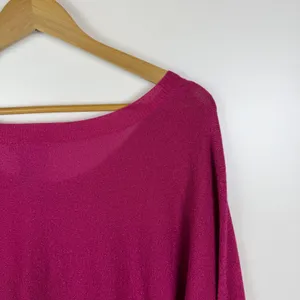 Catherines Pink Metallic Shimmer Knit Scoop Neck Sweater Size‎ 1X Stretch Comfy thumbnail 2