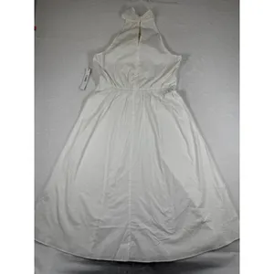 Maggy London Ivory White Cotton Halter‎ Midi Dress G5678M Size 10 NWT thumbnail 14