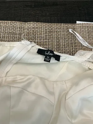 Lulu's Cream Satin Jumpsuit with Sheer Puff Sleeves thumbnail 2