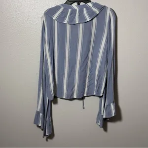 American Eagle Women Blue stripes blouse Long Sleeve size XS‎ thumbnail 6