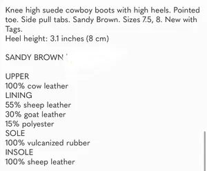 ZARA boots leather suede tan camel high tops knee heels heeled cowboy thumbnail 8