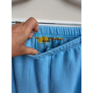 Aviator Nation sky blue sweatpants featuring a signature white bolt appliqué XL thumbnail 3