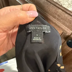 Ann Taylor Black Blouse with White Dots thumbnail 4