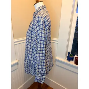 Woolrich Blue Geometric Plaid Button Down Shirt Large Coastal Cowgirl XL‎ thumbnail 10
