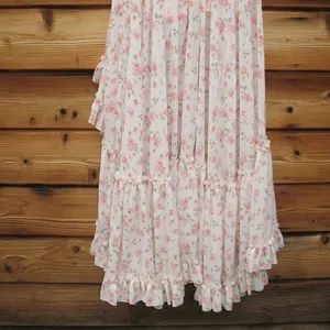 MAC DUGGAL White Multicolor Floral Print Sleeveless Ruffled High-Low Gown thumbnail 13