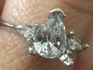 1.50CT Diamond Pear Shape 3 Stone Engagement Ring Diamonds Anniversary Band .925 thumbnail 1