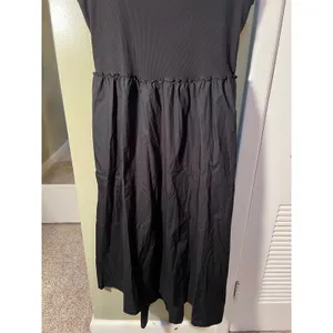 A New Day Women's Size Large Sleeveless Knit Midi A-Line Dress Black Ruffle thumbnail 5