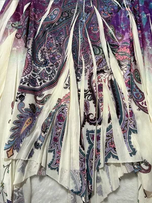 Moa moa medium y2k Asymmetrical Paisley fairy Skirt Purple cream vintage thumbnail 7