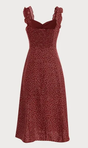 Rihoas The Red Frill Trim Side Split Midi Dress thumbnail 2