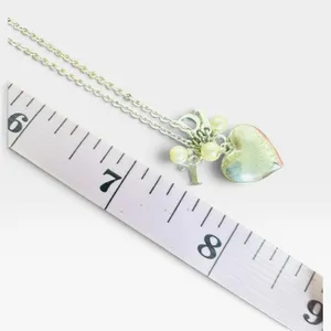 Dior Silver Tone Heart Pendant Pearl Charm Chain Necklace Love Logo Jewelry thumbnail 6