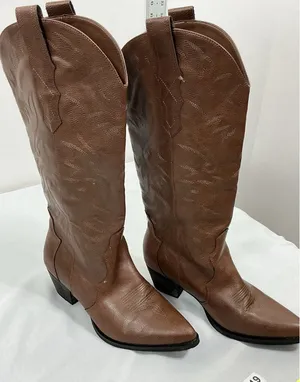 Womans Pb3 Pre Rolida Pullon Knee High Western Boots 9.5 Brown Block Heel thumbnail 1