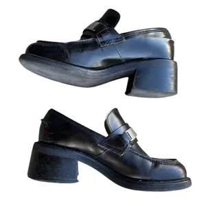 Y2K vintage Steve Madden chunky leather block heel loafers thumbnail 1