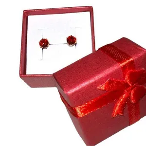 Ruby cz July birthday post earrings with 14k gold plated post. New thumbnail 1