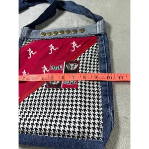 Handmade University of Alabama Denim Crossbody Purse Patchwork Crimson Tide Bag thumbnail 5