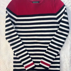 Ralph Lauren Red and Black Striped Crewneck Sweater thumbnail 1