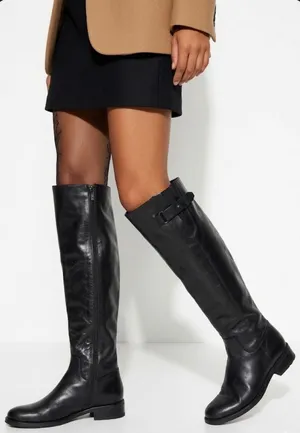 Blondo Black Leather‎ Waterproof Knee High Riding Boots Size 6M Buckle Detail thumbnail 1