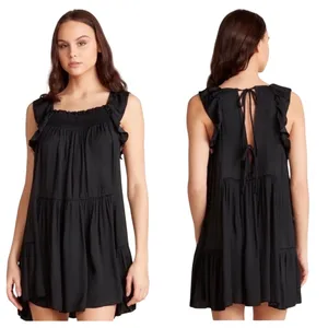 Free People Movement Want Your Love Black Smocked Mini Dress M‎ Balletcore Boho thumbnail 2