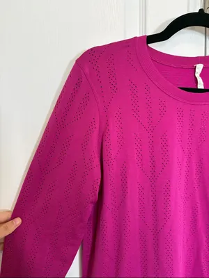 Lululemon Swiftly Breathe Long Sleeve Fletching Lines Ripened Raspberry Size 10 thumbnail 4