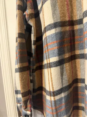 Automet Plaid Flannel Shacket Brown Long Sleeve Button Front Women's XL NEW thumbnail 5