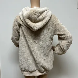 NWOT Chuncky Fleece 1/4 Zip Hoodie size S cream/light tan thumbnail 5
