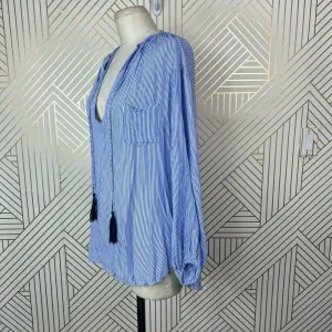Faithfull the Brand Alice Blue Stripe‎ Tasseled Top Size US 6 thumbnail 6