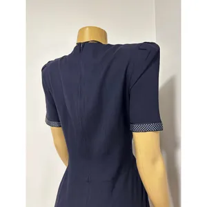 Positive Attitude Petite Vintage Navy Blue Polka Dot Bow Sheath Dress Sz 5/6 thumbnail 4
