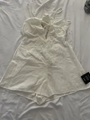 Lulus Soaking Up the Summertime White Tie-Back Skort Romper thumbnail 4