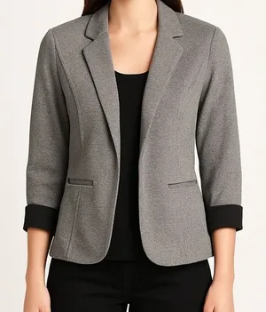 Skies Are Blue Womens Blazer Gray Knit Open Front 3/4 Sleeve Size Small thumbnail 1