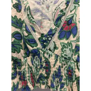 Zara Floral Cropped Long-sleeve Green and Blue Size Medium Resort Coastal Preppy thumbnail 4