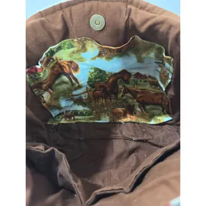 Handmade Quilted Horse Print Tote Bag Brown Equestrian Scenic Shoulder Bag thumbnail 5