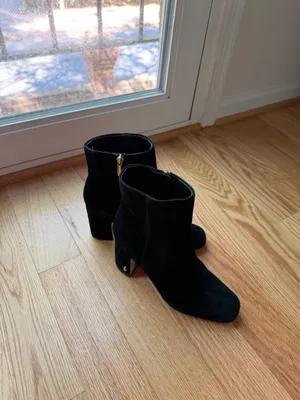 Sam Edelman Fawn Black Suede Ankle Booties Block Heel Square Toe Size 7.5 thumbnail 12