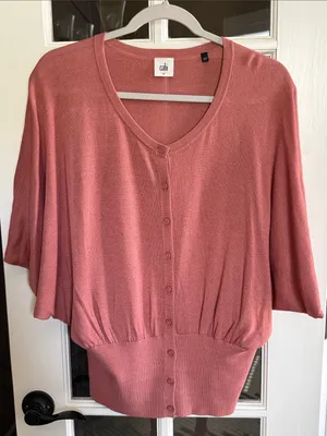 CAbi Brick Dust Rose Pink Alegria Dolman Sleeve Kimono Cardigan M thumbnail 2