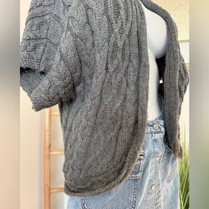 Coldwater Creek Open Drape Cardigan Cable Knit Sweater Gray Size S (8) thumbnail 3