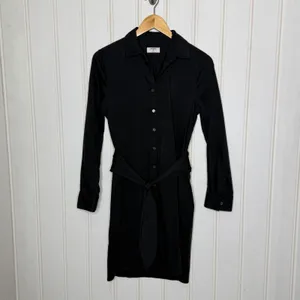 UNTUCKIT Angelina Black Button Front Belted Shirt Dress Long Sleeve Women 897 thumbnail 4