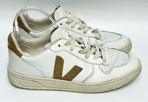 VEJA V-10 Women's Sneakers 8 Low Top Lace-Up White Brown Logo Activewear thumbnail 1