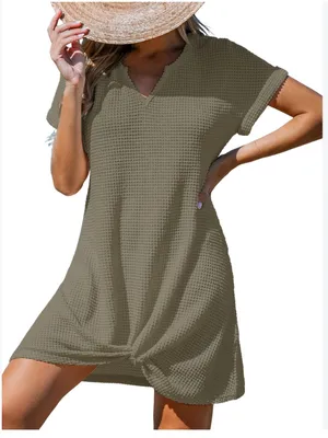 Cupshe Notched Neck Short Sleeve Cover-Up Dress thumbnail 1