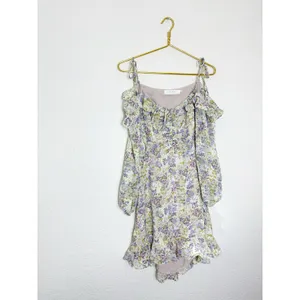 ASTR The Label Anastasia Cutout Mini Dress Small Ivory Lilac Floral Cottagecore thumbnail 5