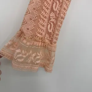 LoveShackFancy Macey Crop Top XS Rosewater Pink Lace Ruffle Long Sleeve Blouse‎ thumbnail 6