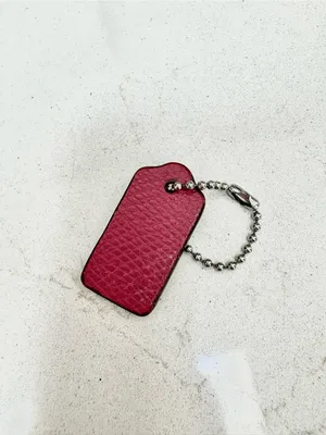 Coach Leather Hang Tag Key Chain Charm Pink Color Silver Hardware thumbnail 2