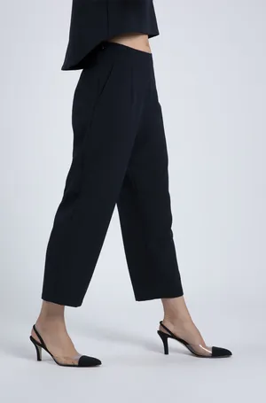 Asos Pleated Tapered Navy Trousers thumbnail 1