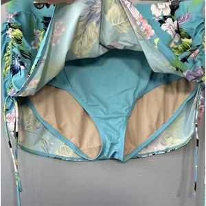Cacique Swim Skirt Plus Size 24 Blue Floral Ruched Tankini Bottom Beach Summer thumbnail 3