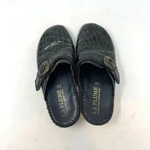 La Plume Judy Black Patent Leather‎ Crocodile Clog Mules Size 36 / US 6 thumbnail 6