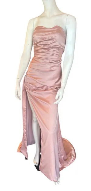 Chicsew Lauren Strapless Satin Gown Dusty Rose Size 10 NWT thumbnail 1
