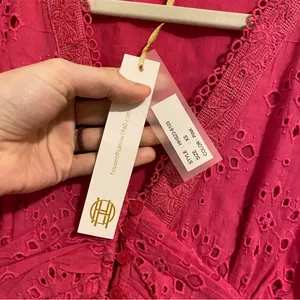 NWT House of Harlow 1960 Pink Eyelet Midi Dress size XS thumbnail 10
