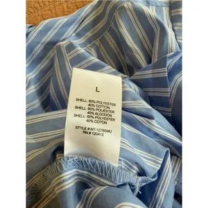 NIA South Moon Under Striped Cropped Button Down Shirt Blue‎ White L NWT thumbnail 3