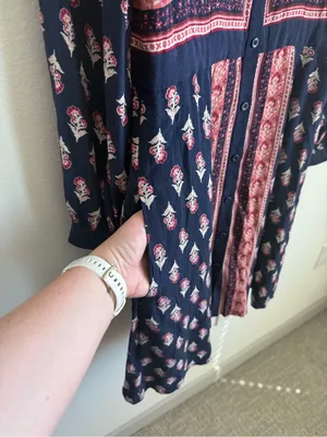 Gal Meets Glam Woodblock Print Button Front Midi Dress Size 10 thumbnail 8