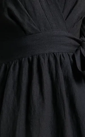 New SHOWPO Amalie The Label - Franc 100% Linen Puff Sleeve Wrap Midi Dress XL thumbnail 5